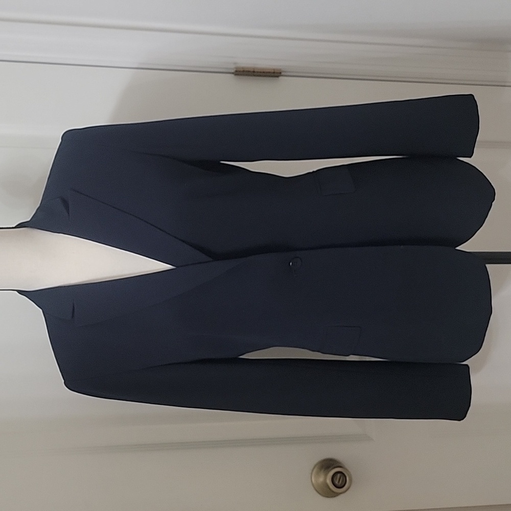 Tahari Size Unknown Navy Blue Single-Button Classic Blazer, Gently Used Cond